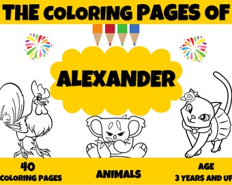 Blast Away, ALEXANDER: Your Personalized Coloring Book for Unique Adventures, Just for You, ALEXANDER! - with 40 Coloring Pages of Animals