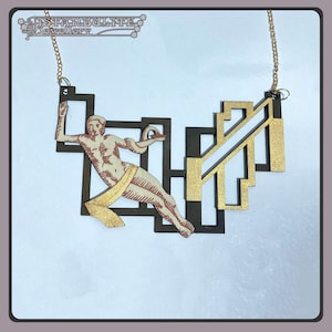 Art Deco Building Detail Necklace, Raw, Minimalist, Laser Cut, Acrylic Plywood Jewellery, Istanbulite Shop.