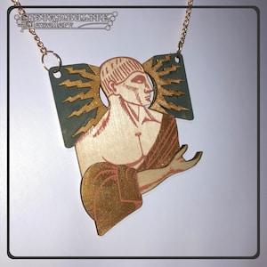 Art Deco Grand Central Station Detail Necklace, Laser Cut, Acrylic on Plywood Jewellery, Istanbulite Shop.