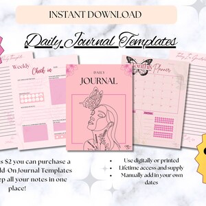 Modèles de journal quotidien KIT DE DÉMARRAGE I Couleur claire I Téléchargement numérique I 6 modèles inclus à l&#39;intérieur I Conçu et créé par MichalinaStok