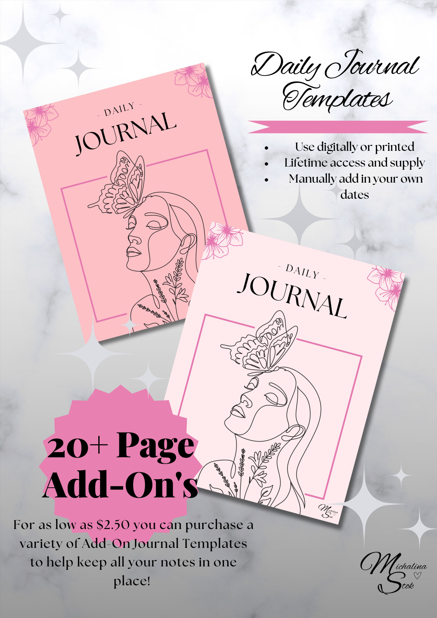 Goal Tracker and Habit Checklist Journal Templates I Digital Download I