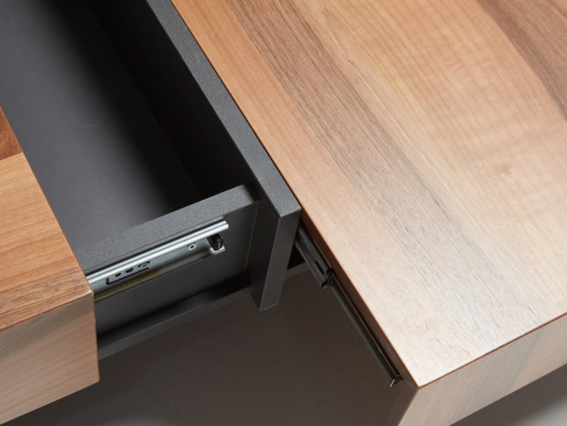 Walnut Coffee Table With Storage Drawers Coffee Table With Etsy