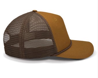 Foam Trucker Hat – Cotton Twill, Natural Rope Detail