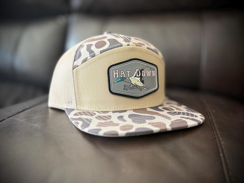 Old School Camo 7 Panel Hat - PVC Mallard Patch Old School Slough
