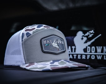 Old School Camo 7 Panel Hat - PVC Mallard Patch