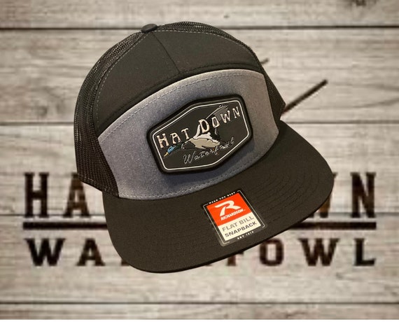 PVC Patch Panel Hats HDW Mallard Drake Design Heather Gray and Black  Color Way Richardson 168 Panel