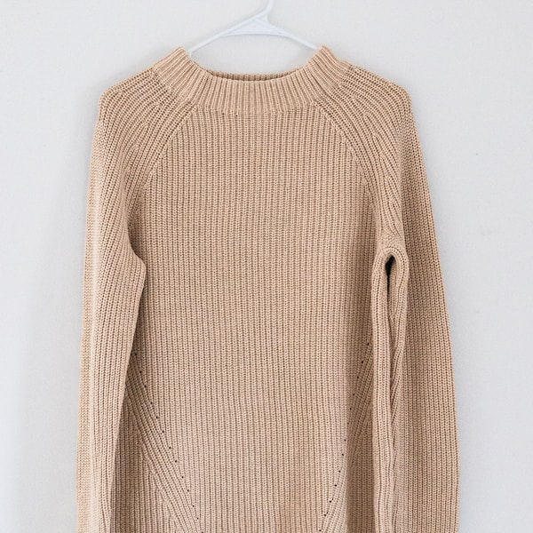 Lands' End Beige Knit Sweater 100% Baumwolle Size Medium