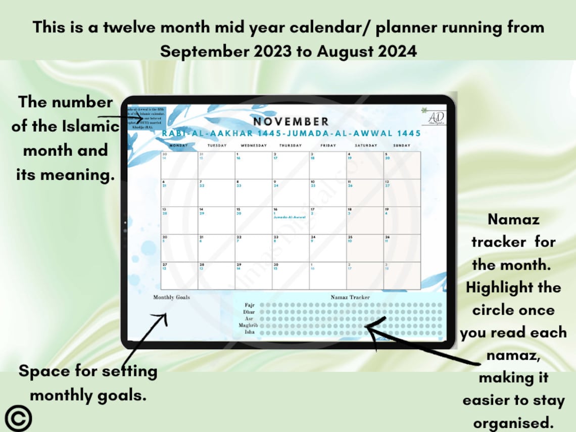 Gregorian to Islamic hijri Calendar Monthly Calendar Etsy