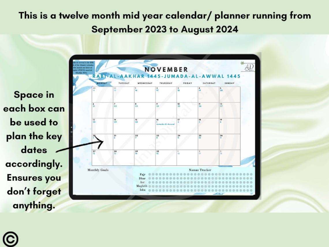 Gregorian to Islamic hijri Calendar Monthly Calendar Spread Monthly