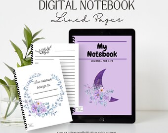 Notebook Journal with Purple and Green Watercolour Design, 8.5 x 11 Inch, Lined Paper