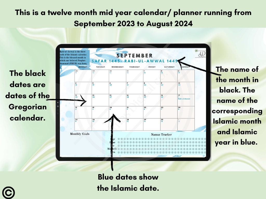 Gregorian to Islamic hijri Calendar Monthly Calendar Spread Monthly