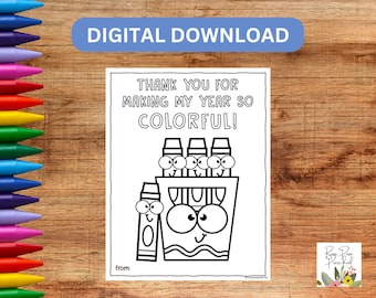Teacher "Colorful" Coloring Page, Teacher Thank You, Teacher Appreciation Coloring, Teacher Appreciation Color Page