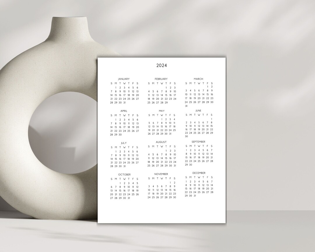 2024 Minimalist Letter Printable Calendar, 2024 Simple Planner, 2024