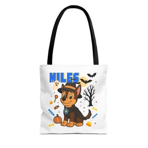 Paw Patrol Chase Trick or Treat Tote Bag Halloween Basket Gift Ideas Personalized