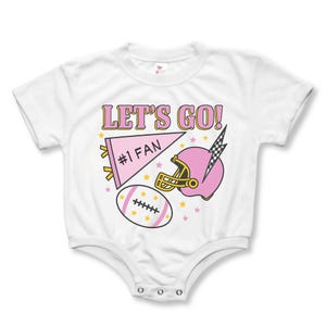 Baby Girl Football Outfit Game Day Bubble Romper Pink Footballs Girls Bodysuit Gameday One Piece Footballs