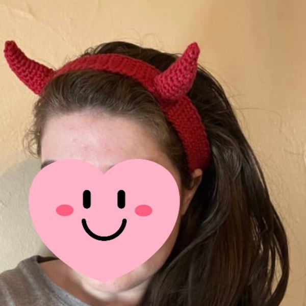 Devil horns headband crochet pattern + crochet pattern demon horns + Halloween crochet pattern digital download + headband crochet pattern
