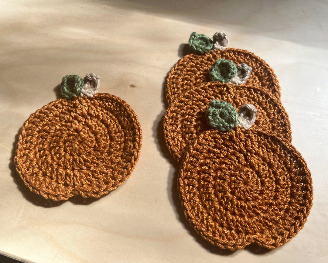 Pumpkin Crochet Fall Coasters Crochet Coasters Fall Etsy
