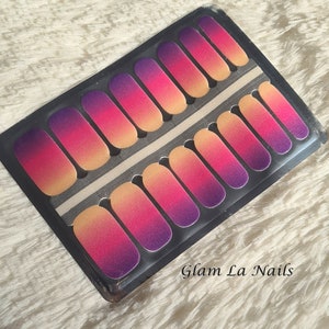 Involucri per unghie rosa per lei, strisce per unghie ombre viola per la figlia, adesivi personalizzati regalo per la mamma, involucri per unghie completi per le donne, involucri per unghie arancioni