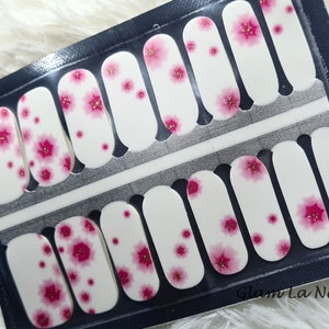 Pink Nail Wraps / Nail Strips / Nail Stickers / full nail wrap / stok op nagels / nail art sticker / nail wraps voor vrouwen / floral nailart / schattig