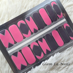 Pink Nail Wraps/ Nail Strips/ Nail Stickers/ full nail wrap/ stick on nails/ nail wraps for women/ minx nail wraps/ abstract nails/ grey