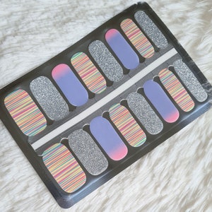 Blue nail wraps, Silver Glitter nail strips, Pink nails, birthday gift, ombre nail wraps, nail polish strips, yellow, nail art, trendy nails