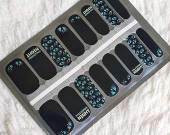 Spooky nail wraps, Gothic, Halloween witchy nails, birthday gift, black nail wraps, nail polish strips, glow in the dark, nail wraps black