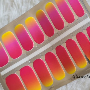 Pink Ombre Nail Wraps/ Nail Strips/ Nail Stickers/ full nail wrap/ stick on nails/ nail wraps for women/ yellow/ colorful/ gift for her
