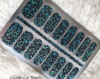 Galaxy Glitter Nail Wraps: Black Sparkly Nail Stickers