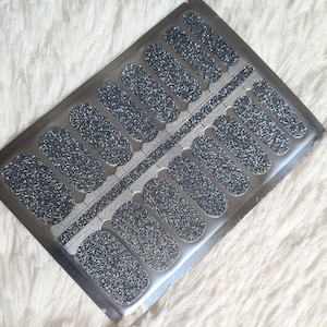 Silver Glitter Nail Wraps, Nail Strips, Nail Stickers, nail polish wraps, nail wraps for women, party nails, birthday gift, grey sparkly