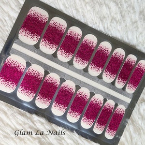 Fuchsia Glitter Nail Wraps, Nail Strips, Nail Stickers, full nail wrap, nail wraps gift, nail wraps for women, clear, pink glitter, sparkly