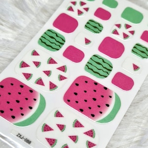 Toe Nail Wraps/ Nail Strips/ Nail Stickers/ full nail wrap/ nail art sticker/ nail wraps for women/ holiday toe nails/ watermelon nail art