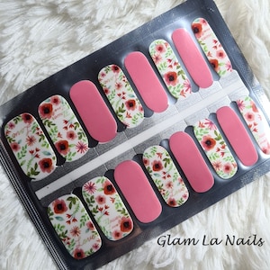 Poppy Nail Wraps / Nail Strips / Nail Stickers / full nail wrap / stok op nagels / nail art sticker / nail wraps voor vrouwen / floral nailart /