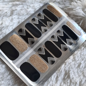 Schwarze und Goldene Nagelfolien für Sie, Nageldesigns mit Gold, individuelle Aufkleber fürs Muttertag, goldene Partynägel, Nagelsticker, Nageldesign