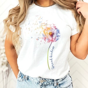 100% Organic Cotton SpreadKindness Dandelion T-shirt, flower lover t-shirt, Inclusion t-shirt, spread kindness tee, gift for her, ladies tee