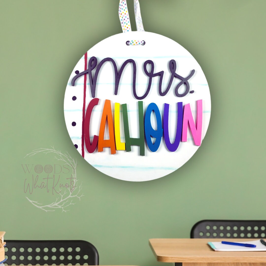 Personalized Classroom Sign | Round Door Sign | Custom Teacher Sign ...