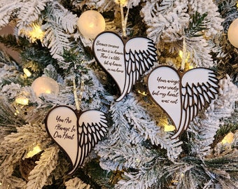 Memorial Christmas Ornament - Angel Wings Christmas Ornament - Heart and Wings Christmas Ornament - Grief Gift - In Memory Of Gift