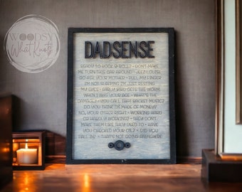 Wooden Sign - "DadSense" - Common, Funny, and Quirky Things Fathers Say - Father's Day Gift - Modern Home Decor - Dad Quotes - Dad Sayings