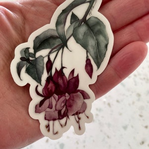 Fuchsia sticker from original watercolor.