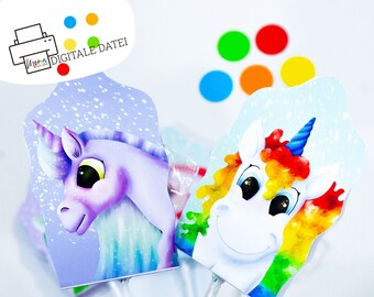 unicorn lollipop packaging for printing and crafting | farewell gift for kindergarten | unicorn lollipop party favor for children's birthday