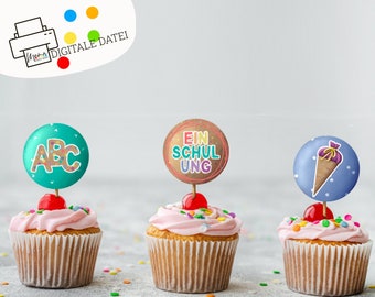 School enrollment - party - muffin plugs to print out | ABC | schoolchild | school start