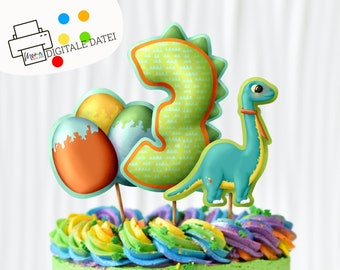 14 printable dinosaur cake toppers: cake decoration for the dinosaur children's birthday party
