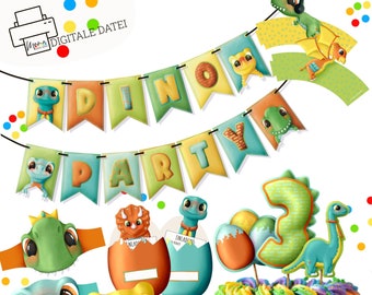 MEGA dinosaur party package for children's birthdays | Instant Download | Invitations | Decoration | party favor | DIY