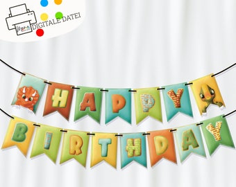 Happy Birthday - Dinosaur Garland for printing: create your own dino party decoration