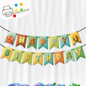 Happy Birthday - Dinosaur Garland for printing: create your own dino party decoration