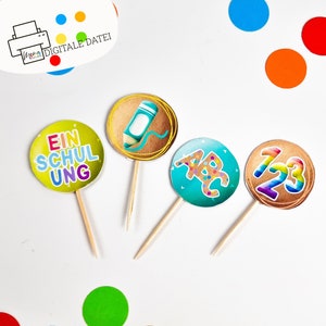 School enrollment party muffin plugs to print out ABC schoolchild school start image 7