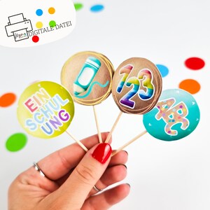 School enrollment party muffin plugs to print out ABC schoolchild school start image 6