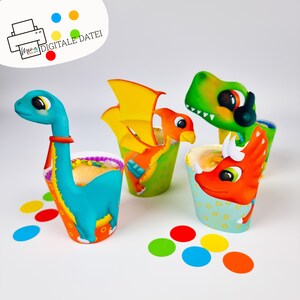 24 Stück Dinosaurier Cupcake Topper – Grün Glitzernd, 3er Rex Motive, Für 3. Geburtstag & Dino-Party