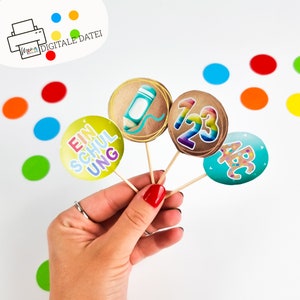 School enrollment party muffin plugs to print out ABC schoolchild school start image 3