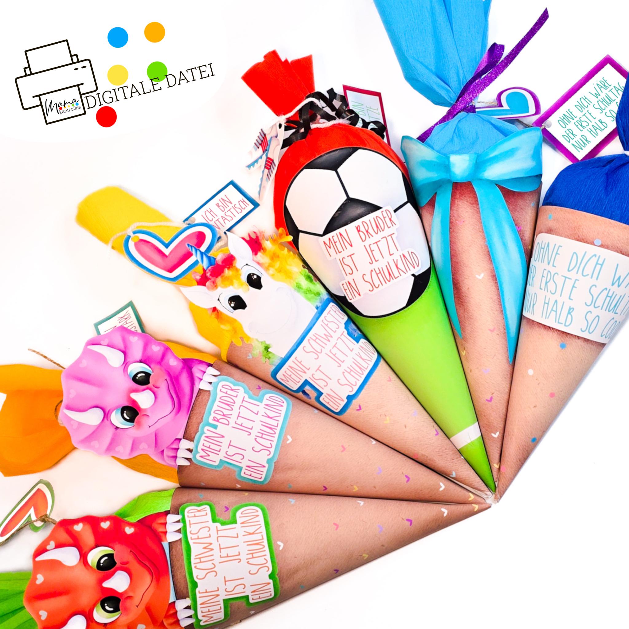 Sibling school cone for school enrollment to print and craft | Schoolchild | Back to school