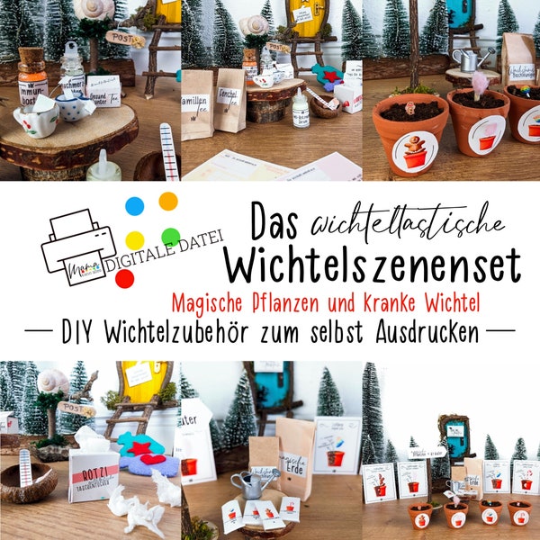 DIY Wichtel Szenen Set Garten/Krank für Weihnachten und die Wichteltür für Kinder | Xmas | scandi | Deko | Wichteleinzug | Wichtel Oma Wanda